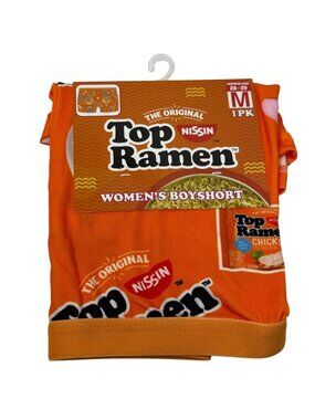 Top Ramen Womens Boyshort Underwear Medium Orange Novelty Food Print Cute